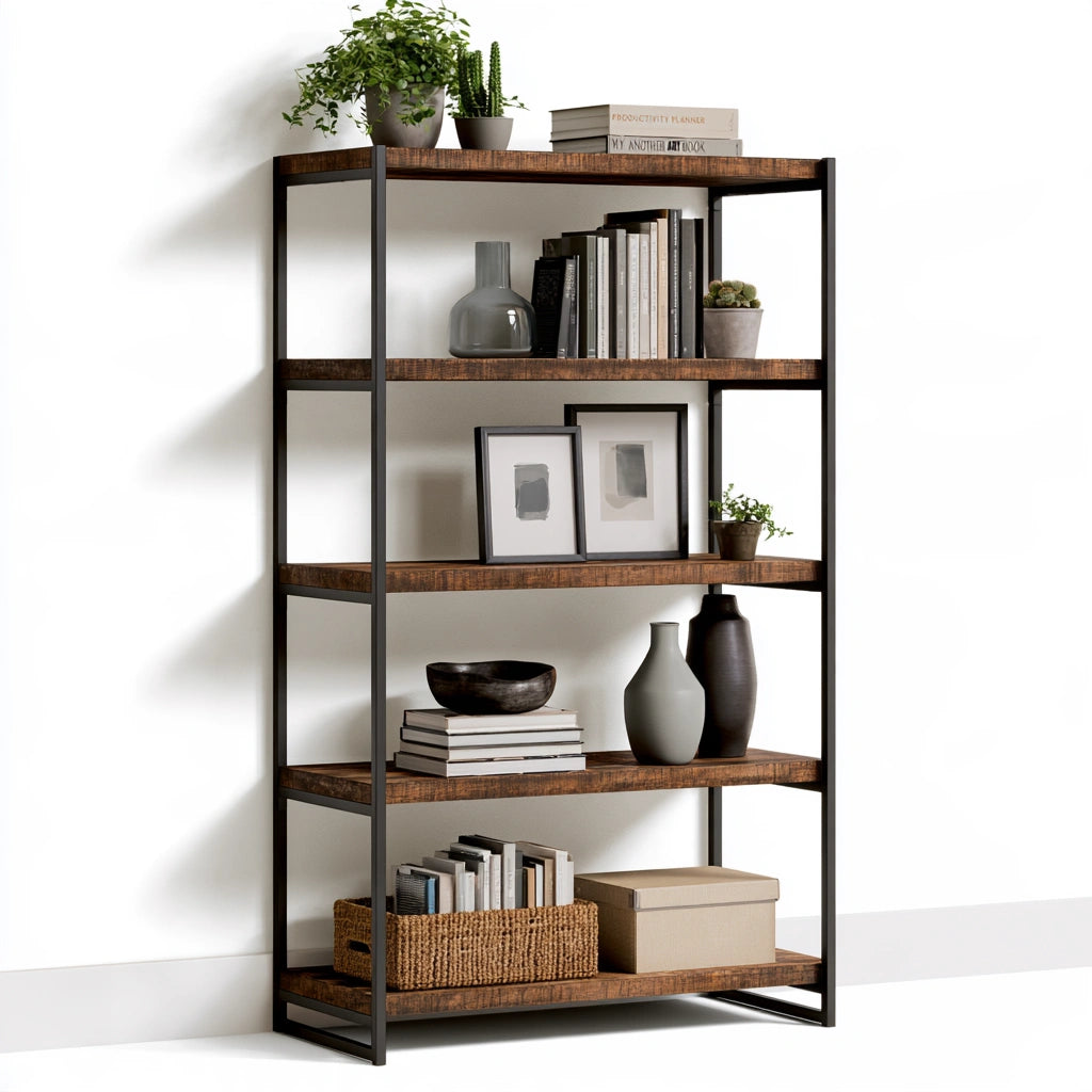 Bücherregal, mit klarer Formgebung, Farbe: braun
