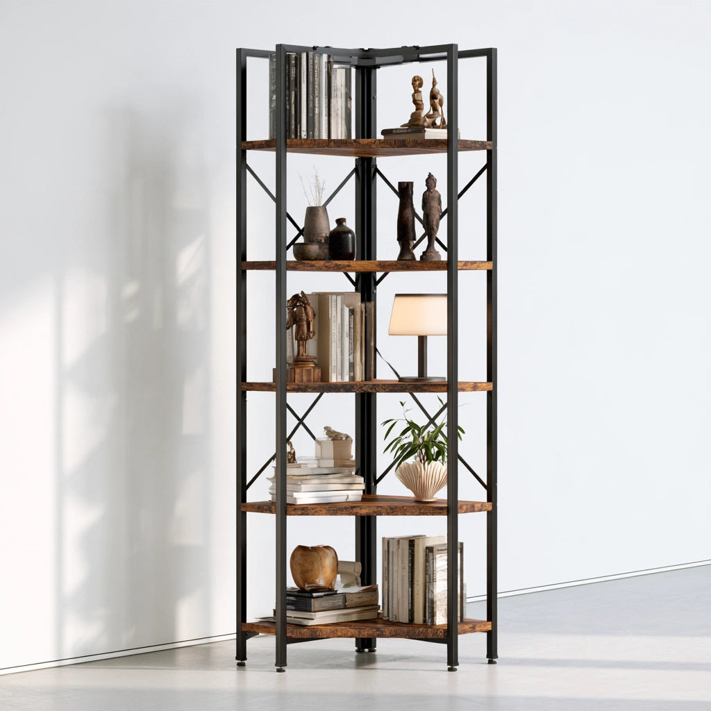 Bücherregal, mit klarer Formgebung, mit sechs Ebenen, Farbe: grau